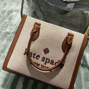 Kate Spade Brown and Cream Canvas Tote Bag